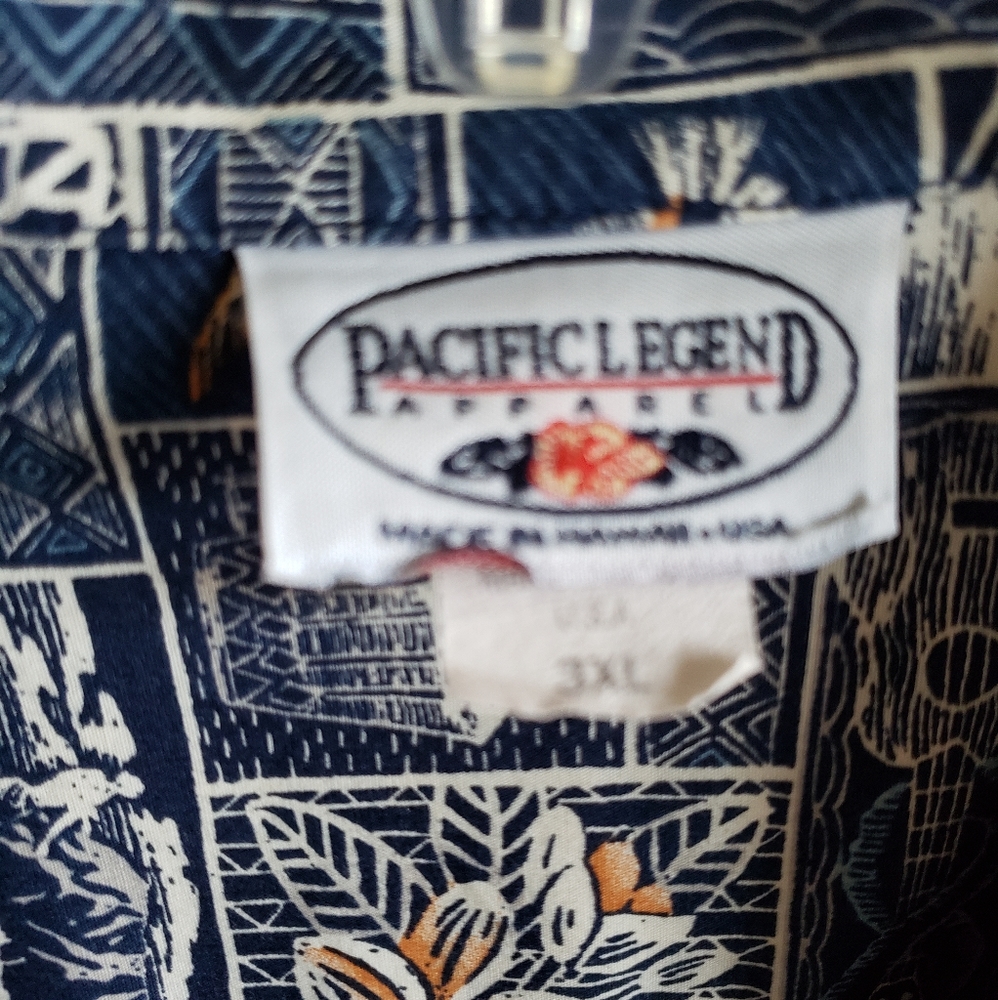 Pacific Legend Hawaii Short Sleeve Short Sleeve Button Down Shirt Made in USA - Picture 4 of 5